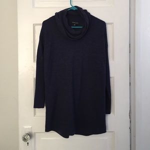 Merino Wool Cowl Neck Sweater Navy Blue SM