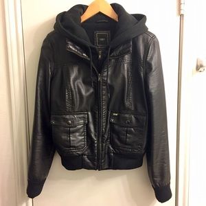 obey leather bomber jacket