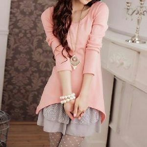 NWT Korean fashion! Knit top with lace slip