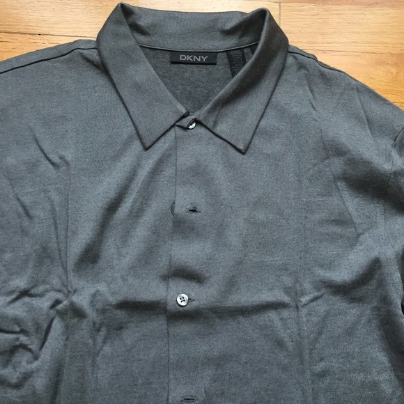 Dkny Button Down Textured Grey Collared Shirt - image 2