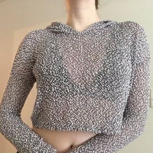 Sheer cropped hoodie
