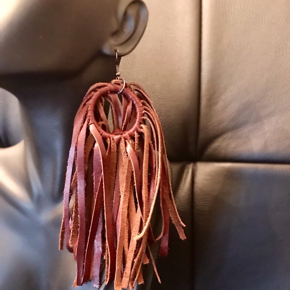 Authentic Leather Fringe Earrings
