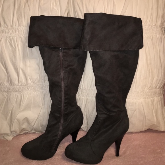 Over-the-knee high heel boots