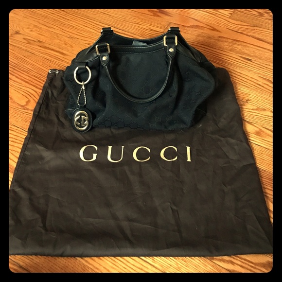 Gucci GG Black Canvas Sukey Medium Tote