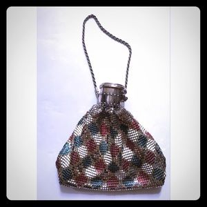 VTG Silver Sequins and Beaded Evening Wrist Bag