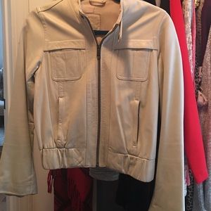 Genuine leather cream jacket.
