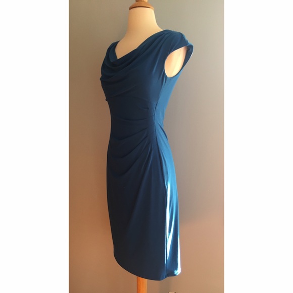 SOLD NWOT Lauren Ralph Lauren Blue Ruched Dress - Picture 2 of 4