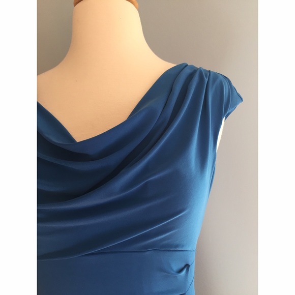 SOLD NWOT Lauren Ralph Lauren Blue Ruched Dress - Picture 3 of 4