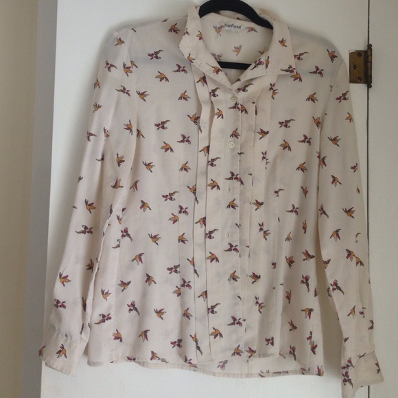 VINTAGE BIRD PRINT BUTTON UP