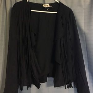 Fringe suede jacket dark grey