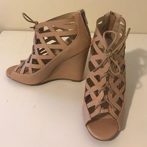 Nude Bamboo wedges.