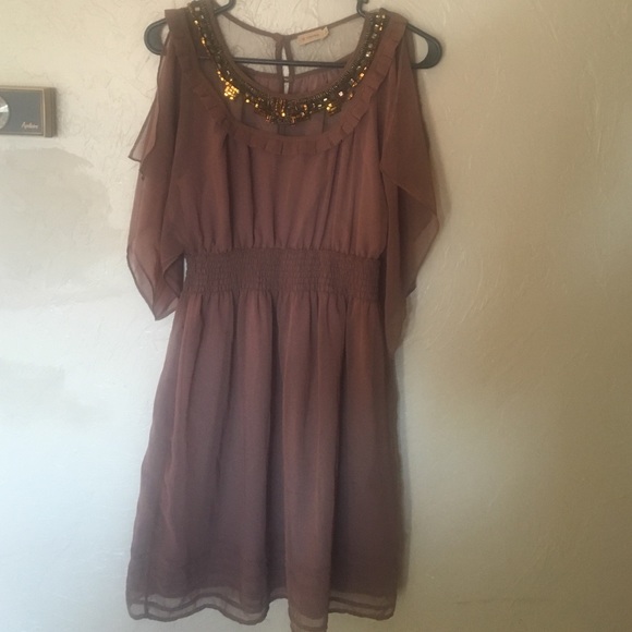 Cremieux Holiday Sheer Butterfly sleeve Dress