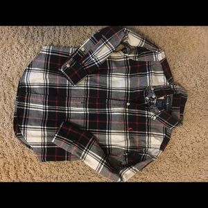 Plaid flannel polo button up