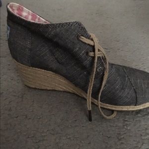 Toms  wedge denim heels worn once