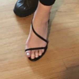 Black also strappy heels