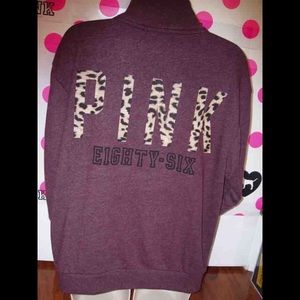 Victoria Secret PINK cheetah maroon half zip