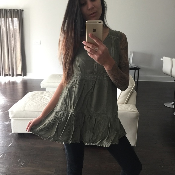 Olive Acid Wash Tunic - Picture 2 of 4