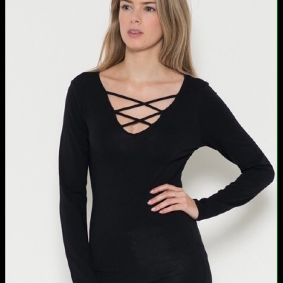 Dark Gray Criss Cross Top