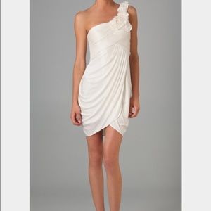 ivory dress draped skirt light padded cups boning