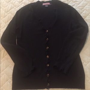 Vineyard Vines Black Ruffle Cardigan