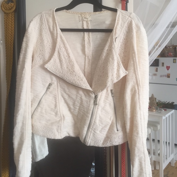 Cotton and lace moto jacket