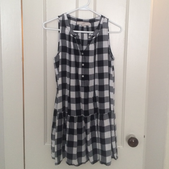Ann Taylor Loft navy gingham dress