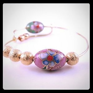 Adjustable Bangle with Cloisonne Beads