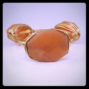 Peach Jade Gold Bangle