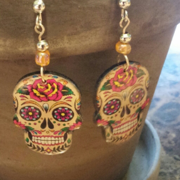 (Hold for @teachme123) Sugar skull earrings