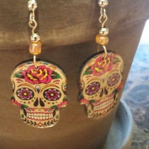 (Hold for @teachme123) Sugar skull earrings