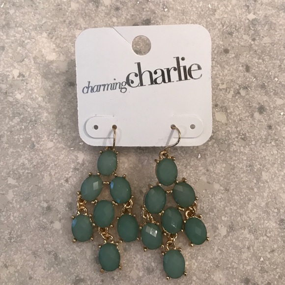 Green chandelier earrings