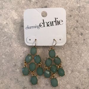 Green chandelier earrings