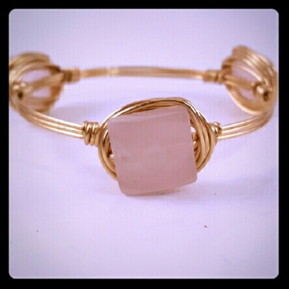 Rose Quartz Gold Bangle