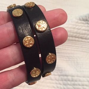 Tory Burch Black Leather Wrap Bracelet!