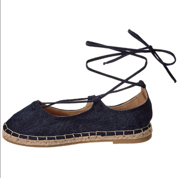 NEW Catherine Malandrino Blue Denim Ankle Tie Miguela Flats 6.5 Espadrilles - Picture 4 of 4