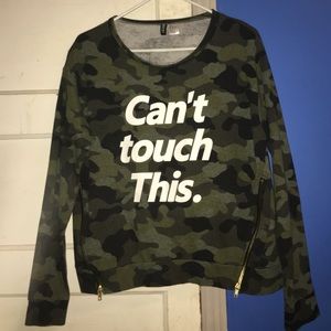 H&M Zippered Sides Camo Sweater