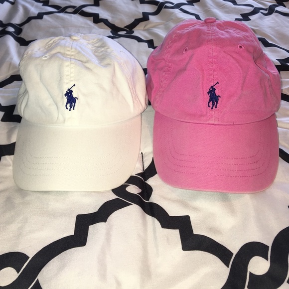Pink and white Polo Ralph Lauren baseball hat set