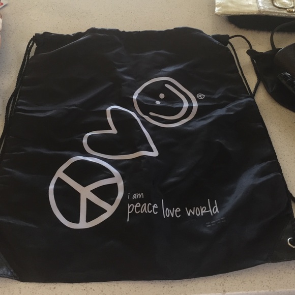 Peace love world draw string bag