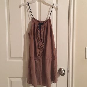 Rose gold with navy buttons ruffled top