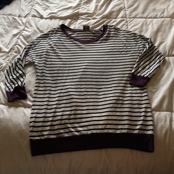 Blue striped long sleeve with purple edges