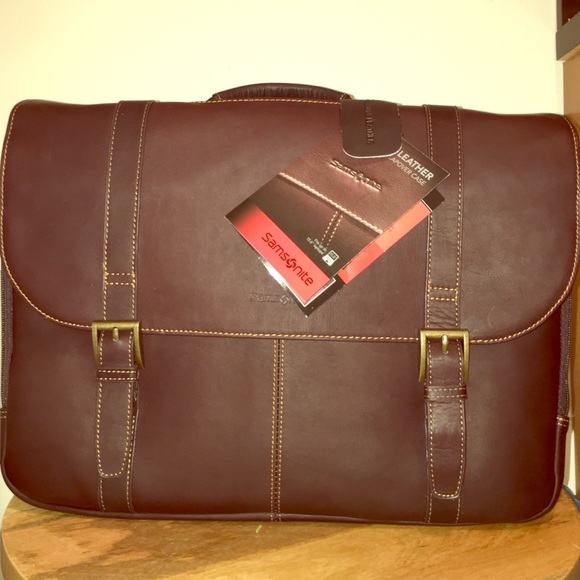 Leather Flapover Briefcase