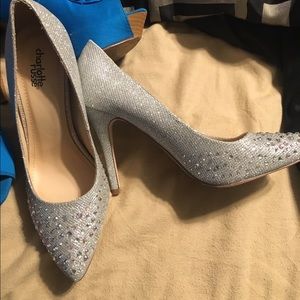 Silver glitter pumps