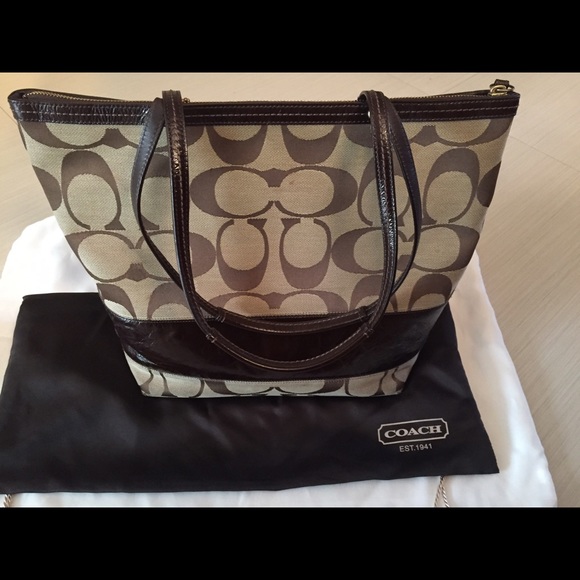 Original Coach brown and a touch of leather! - Picture 1 of 3