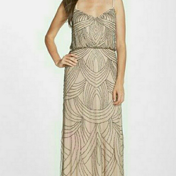 Adrianna Pappel Beaded Gown Blush Color
