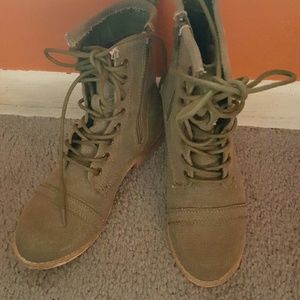 Canvas lace-up booties