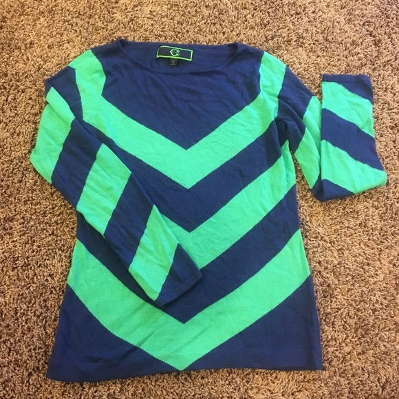 Navy and green sweater