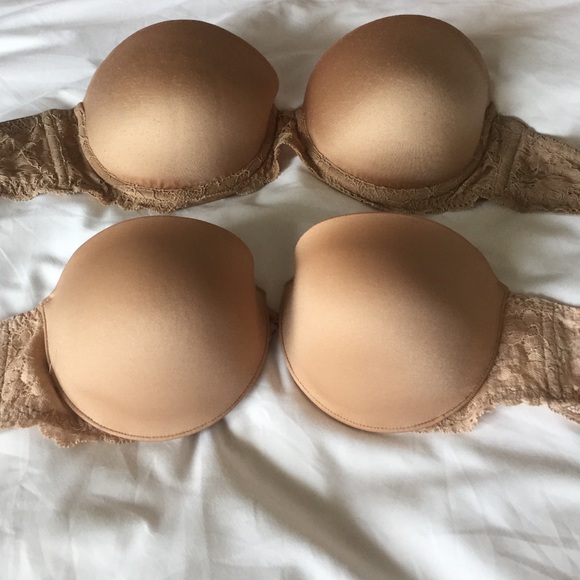 (2) nude strapless bras
