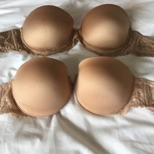 (2) nude strapless bras