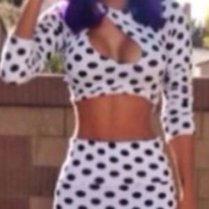 White and black polka dot 2pc