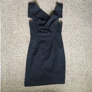 Black Halo Mini Navy Pinstripe Jackie Dress